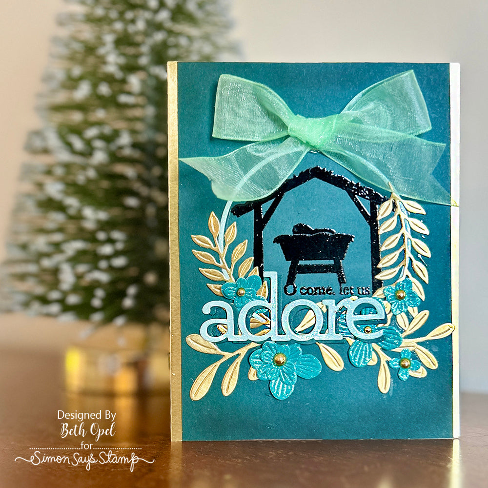 Simon Says Stamp Hanging Leaf Ring Wafer Dies s946 DieCember Christmas Card