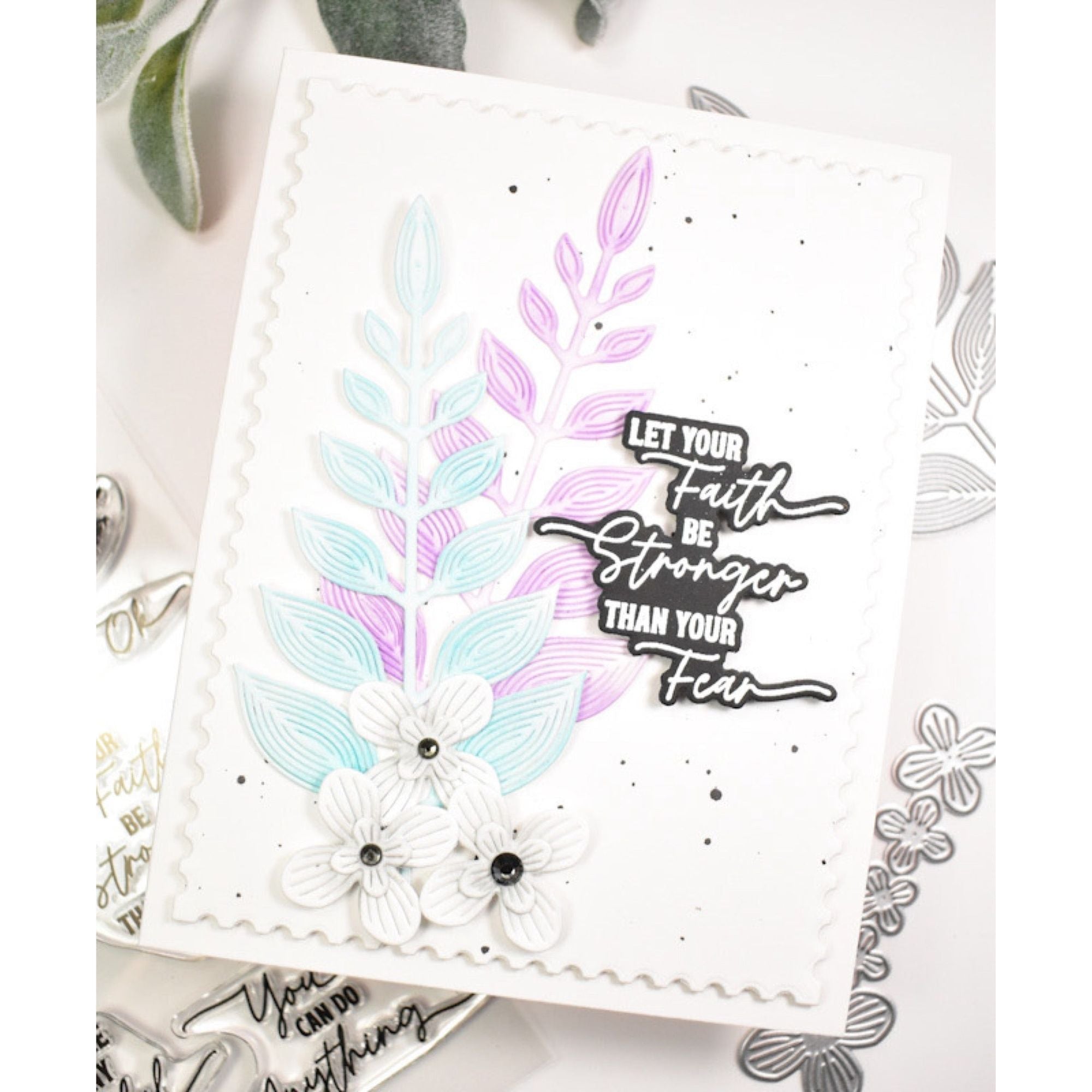 Simon Says Stamp Hanging Leaf Ring Wafer Dies s946 DieCember Encouragement Card