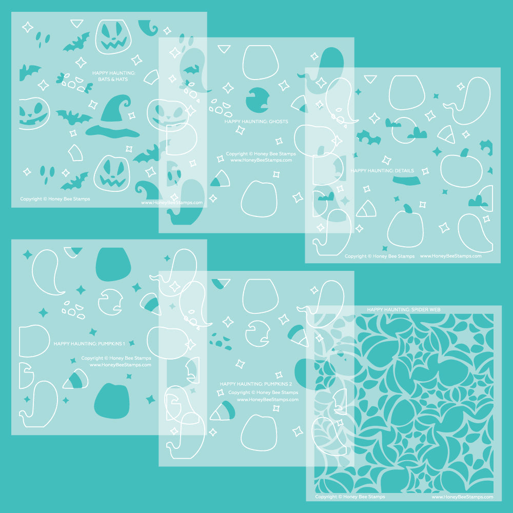 Honey Bee Happy Haunting Background Stencils hbsl-158 Six Stencils View