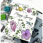 Inkon3 Happy Deco Floral Stencil happy spring