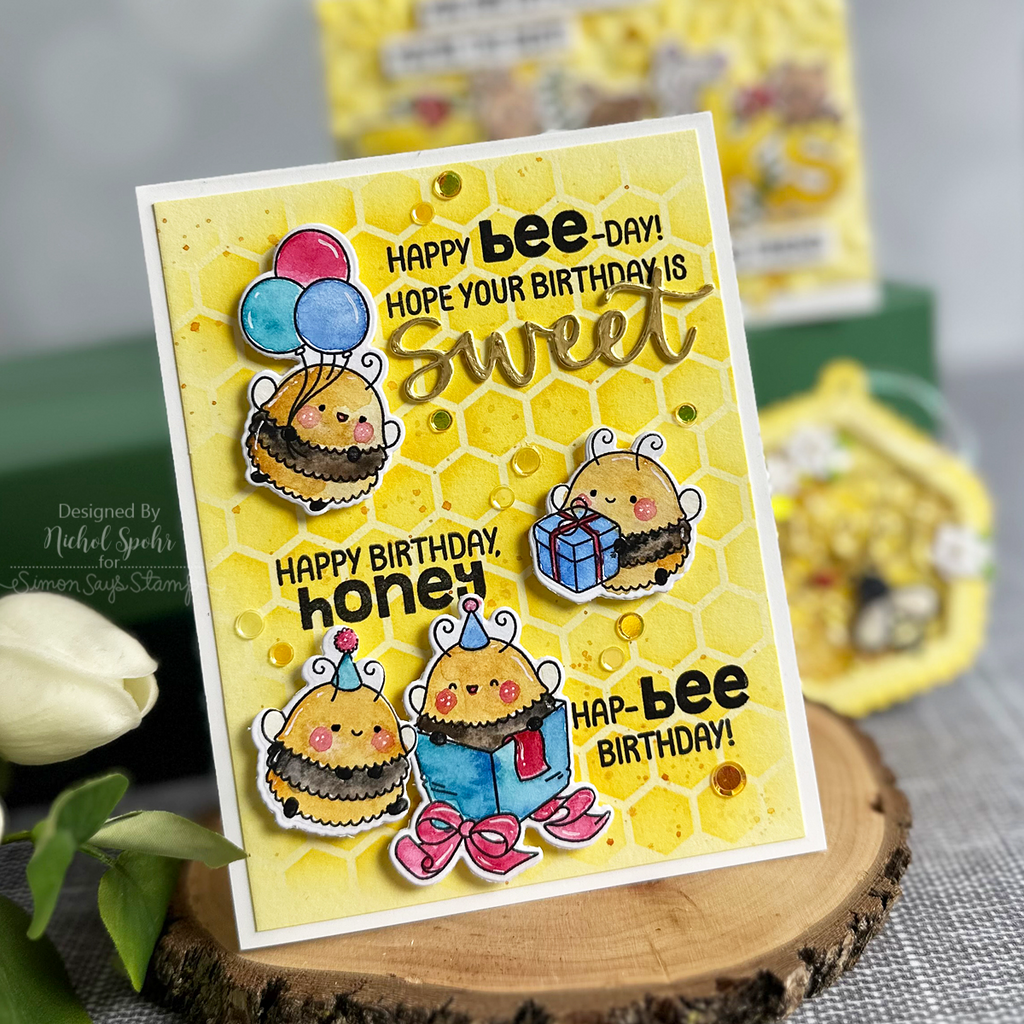 Simon Says Stamp Happy Bee Day Wafer Dies 1290sdc Birthday Card | color-code:ALT02