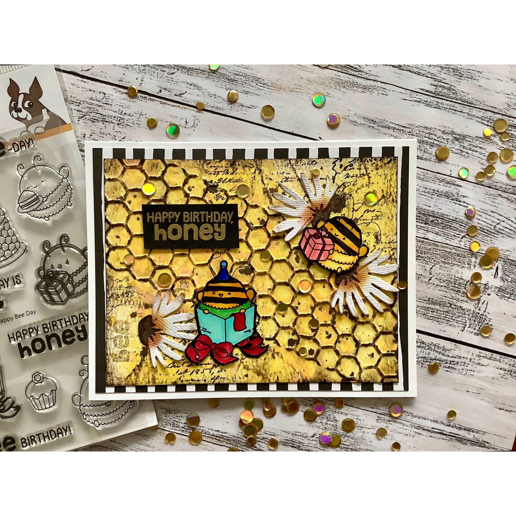Simon Says Clear Stamps Happy Bee Day 3190ssc Birthday Card