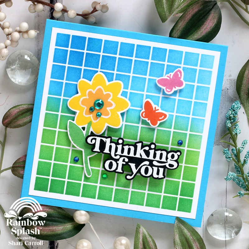 Rainbow Splash Wafer Dies Happy Blooms rsd602c Thinking of You Card | color-code:ALT01