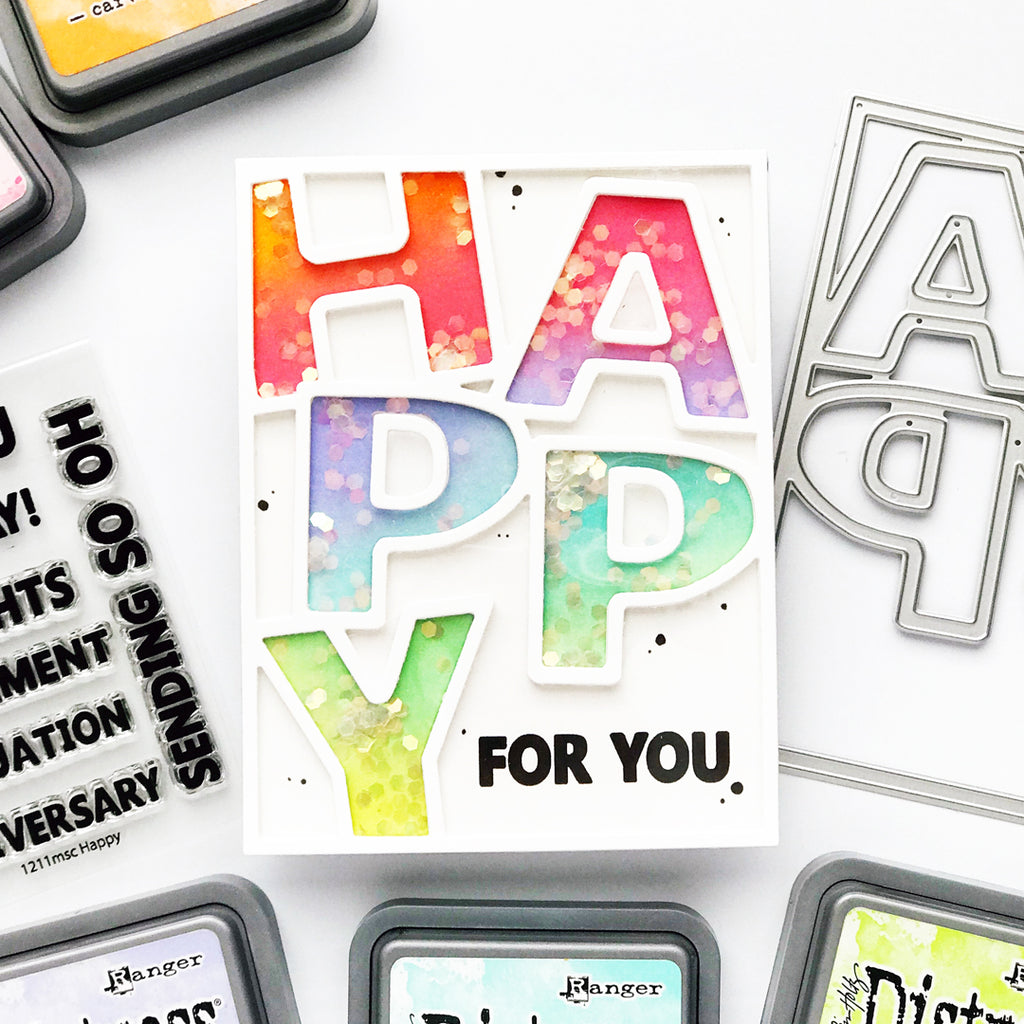 Simon Says Stamp Happy Cover Wafer Dies 1308mdc Moments in Time Congrats Card | color-code:ALT03