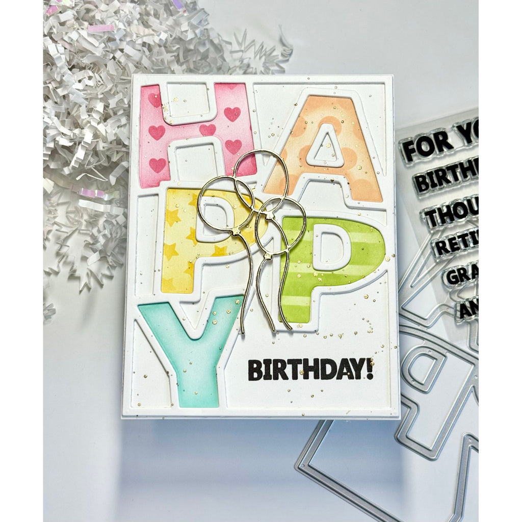 Simon Says Stamp Happy Cover Wafer Dies 1308mdc Moments in Time Birthday Card