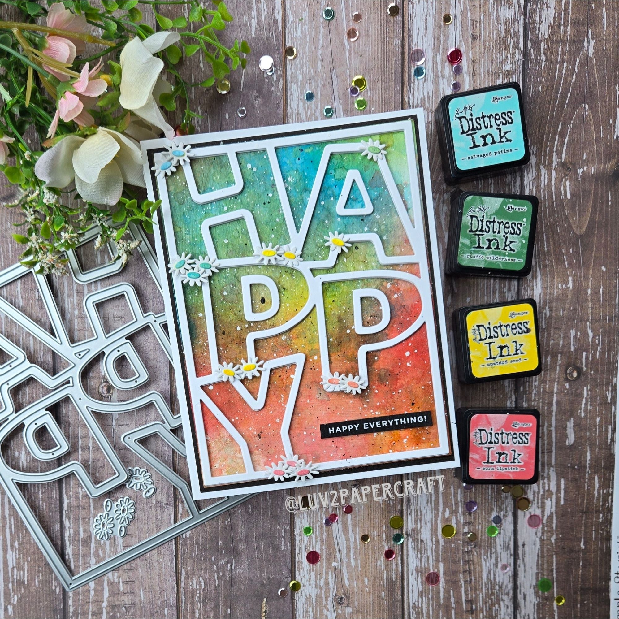 Simon Says Stamp Happy Cover Wafer Dies 1308mdc Moments in Time Happy Card