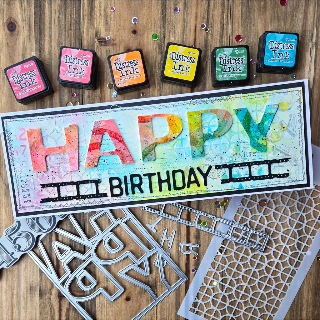 Simon Says Stamp Happy Cover Wafer Dies 1308mdc Moments in Time Birthday Card