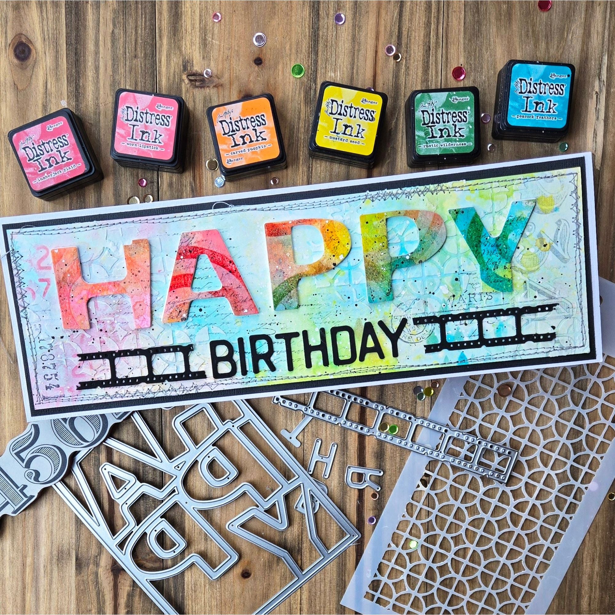 Simon Says Stamp Happy Cover Wafer Dies 1308mdc Moments in Time Birthday Card