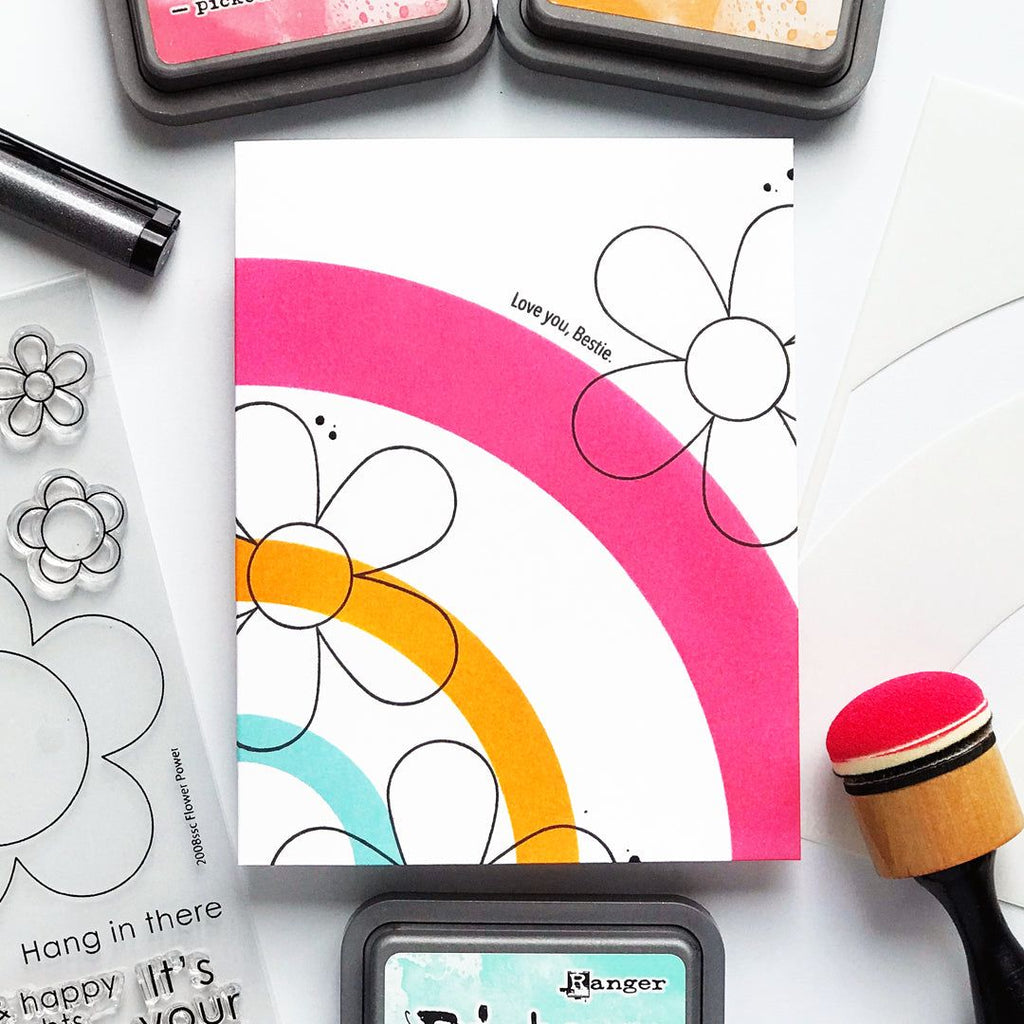 Simon Says Stamp Stencils Happy Rainbow 1034st Sunny Vibes Friend Card | color-code:ALT02