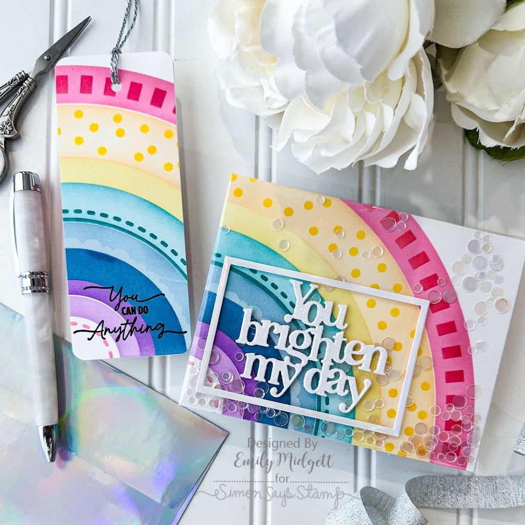 Simon Says Stamp Stencils Happy Rainbow 1034st Sunny Vibes Rainbow Card and Tag | color-code:ALT07