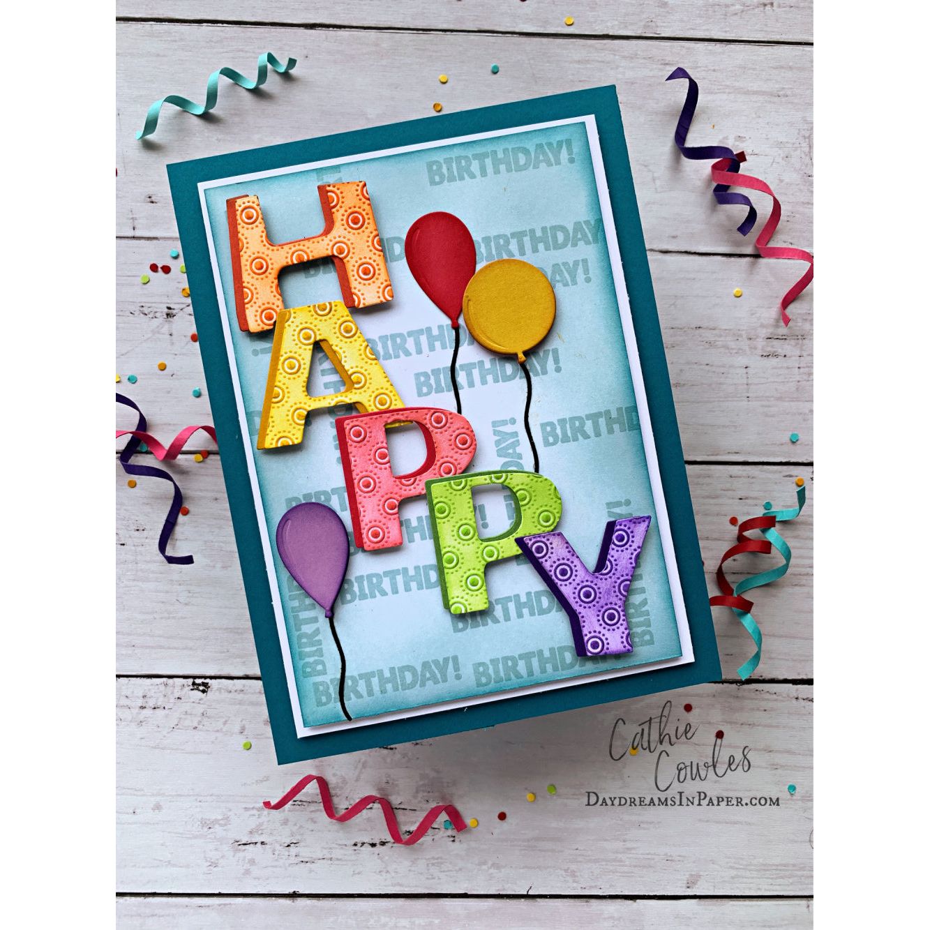 Simon Says Clear Stamps Happy 1211msc Moments in Time Birthday Card