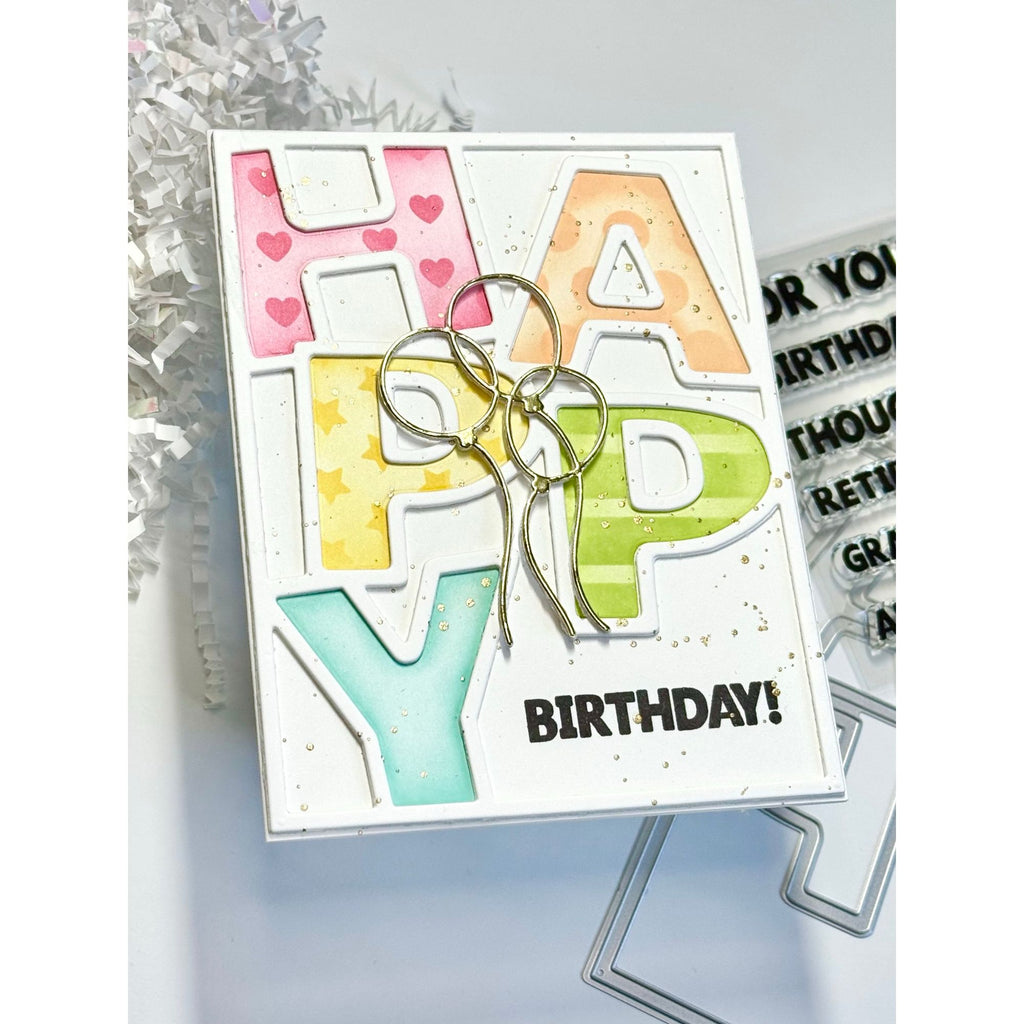 Simon Says Clear Stamps Happy 1211msc Moments in Time Birthday Card