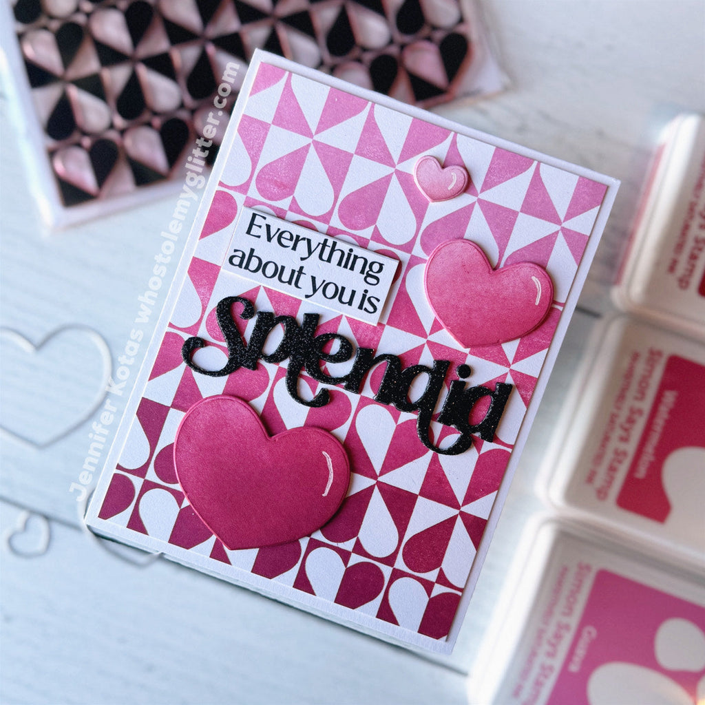 Simon Says Clear Stamp Harlequin Heart 1141ms To Love Love Card | color-code:ALT04