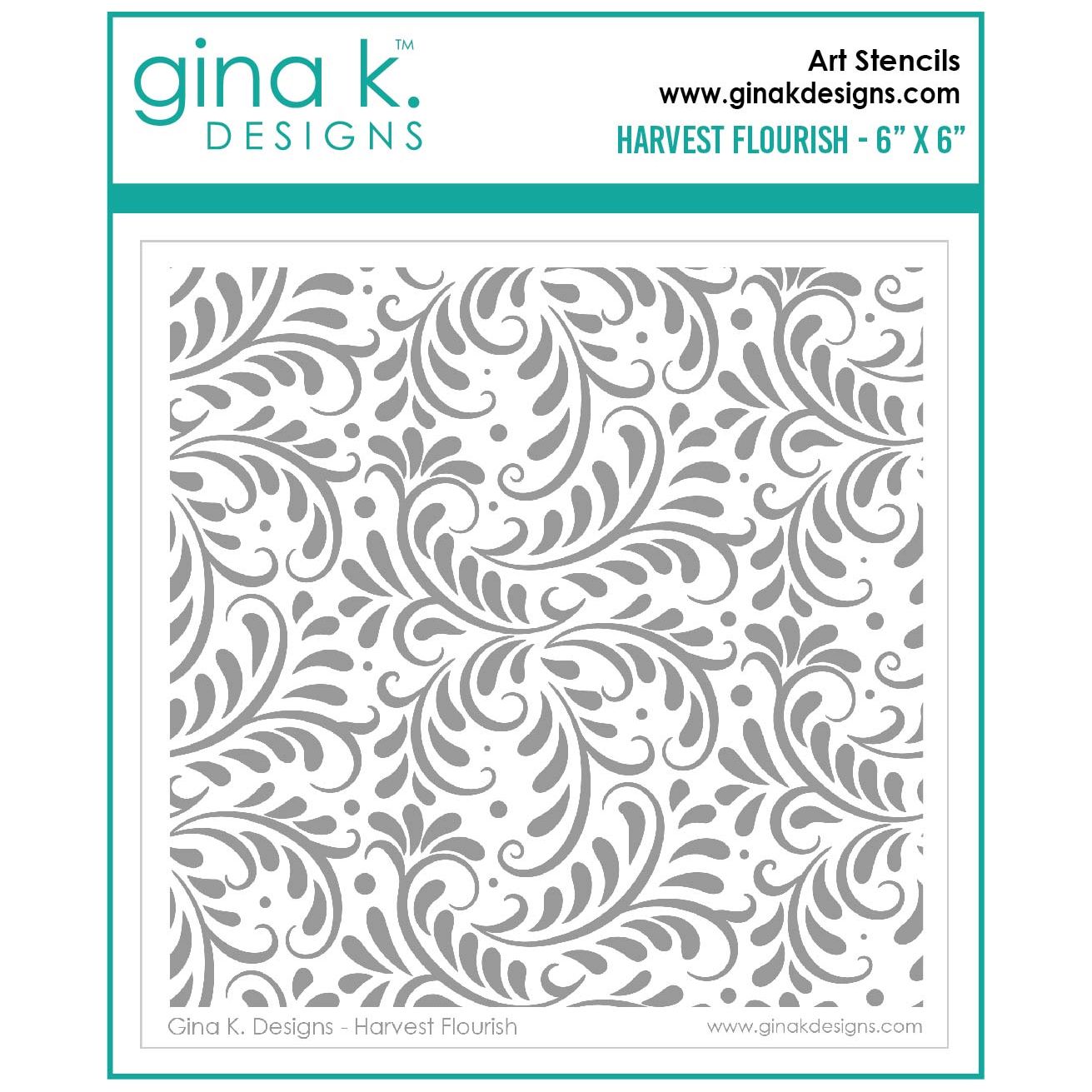 Gina K Designs HARVEST FLOURISH Stencil 7030