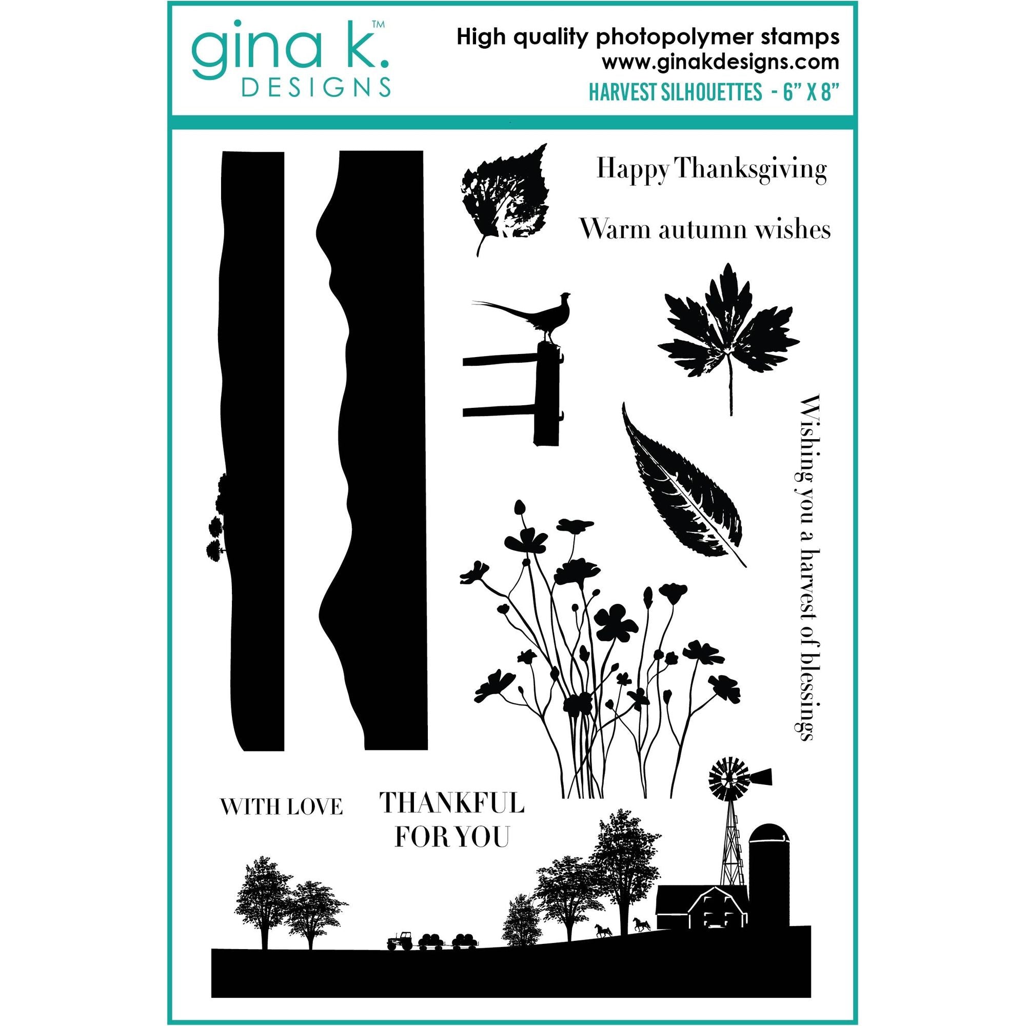 Gina K Designs Harvest Silhouettes Clear Stamps gkd179