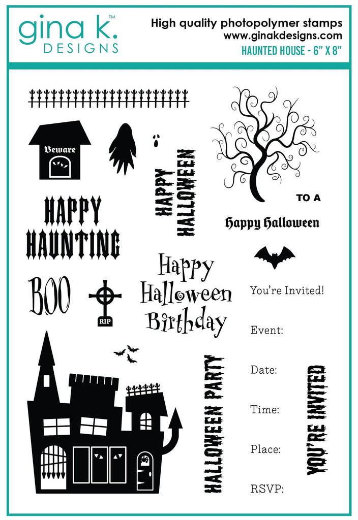 Gina K Designs HAUNTED HOUSE Clear Stamps dw10