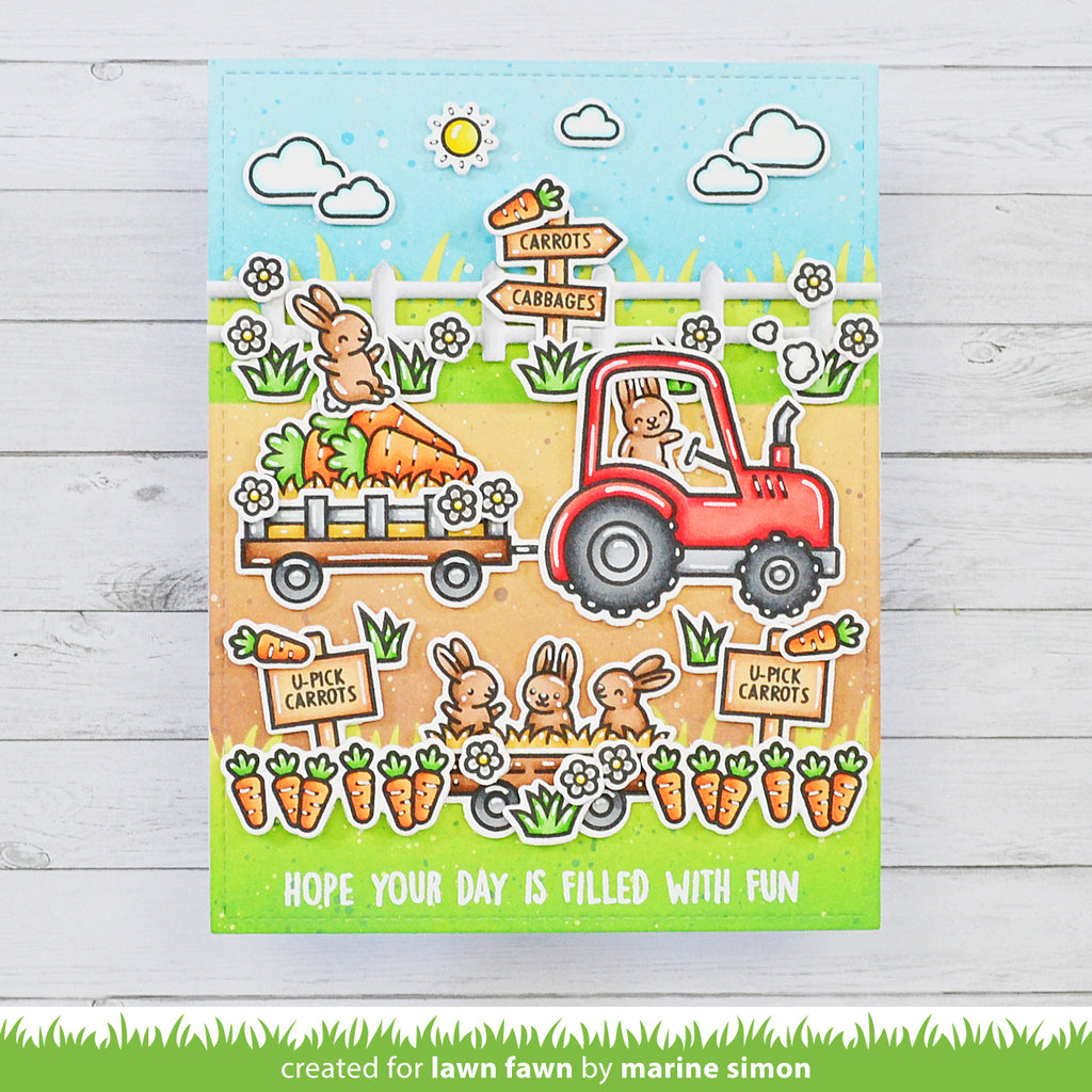 Lawn Fawn Set Hay There, Hayrides! Bunny Add-On Clear Stamps and Dies Filled with Fun