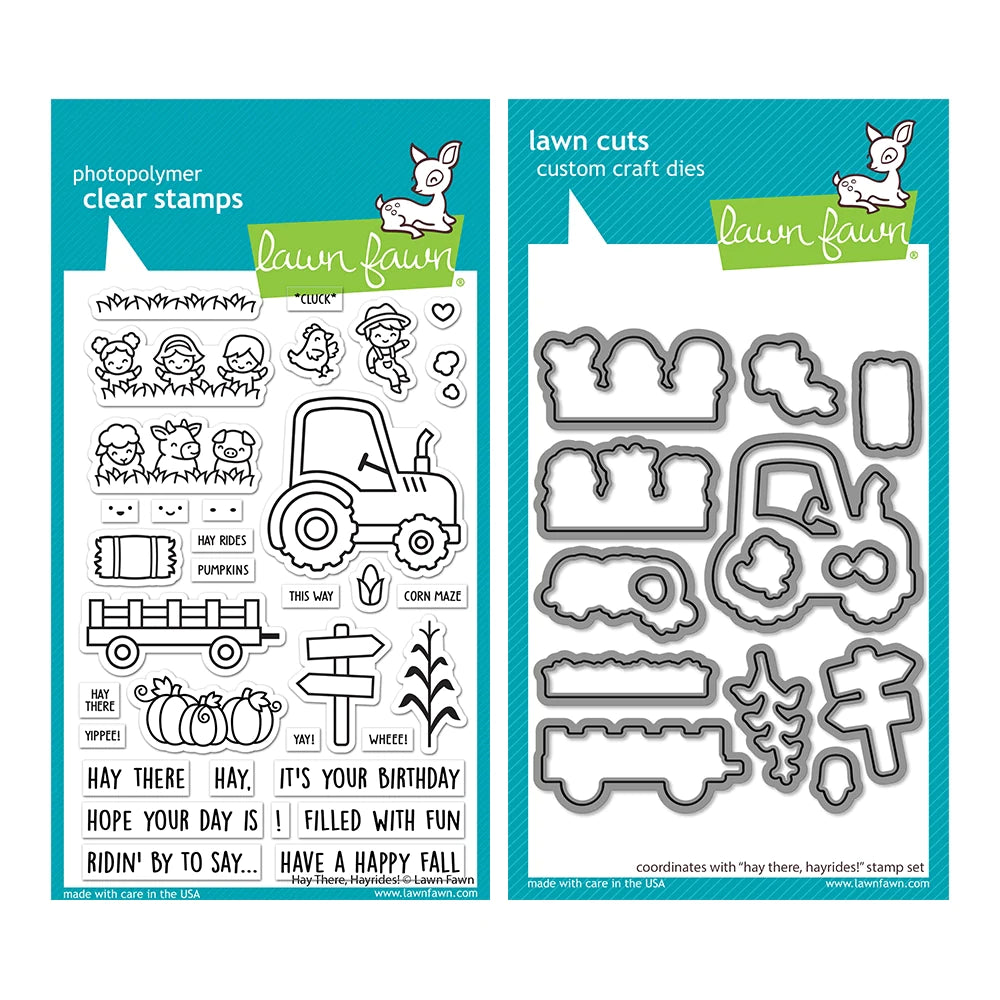 Lawn Fawn Set Hay There, Hayrides! Clear Stamps and Dies