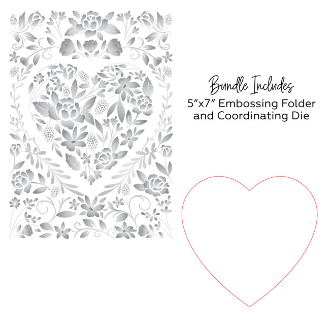 Honey Bee Floral Heart 3D Embossing Folder hbef-013 Detailed Product View