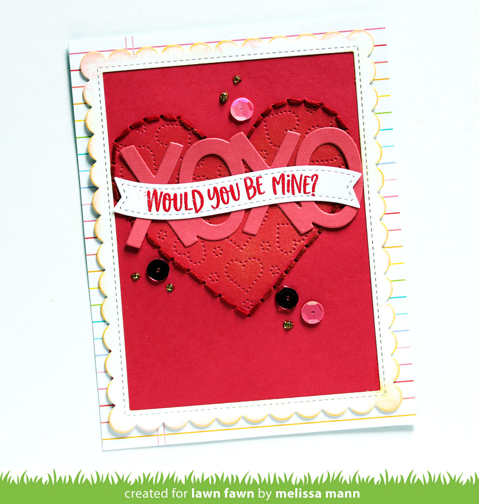 Lawn Fawn Heart Pouch Dotted Hearts Add-On Die lf3319 would you be mine