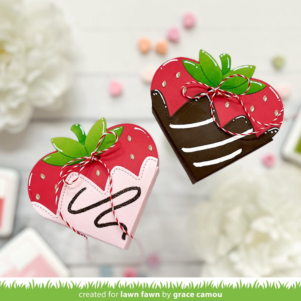 Lawn Fawn Heart Pouch Dies lf3318 Chocolate Strawberry