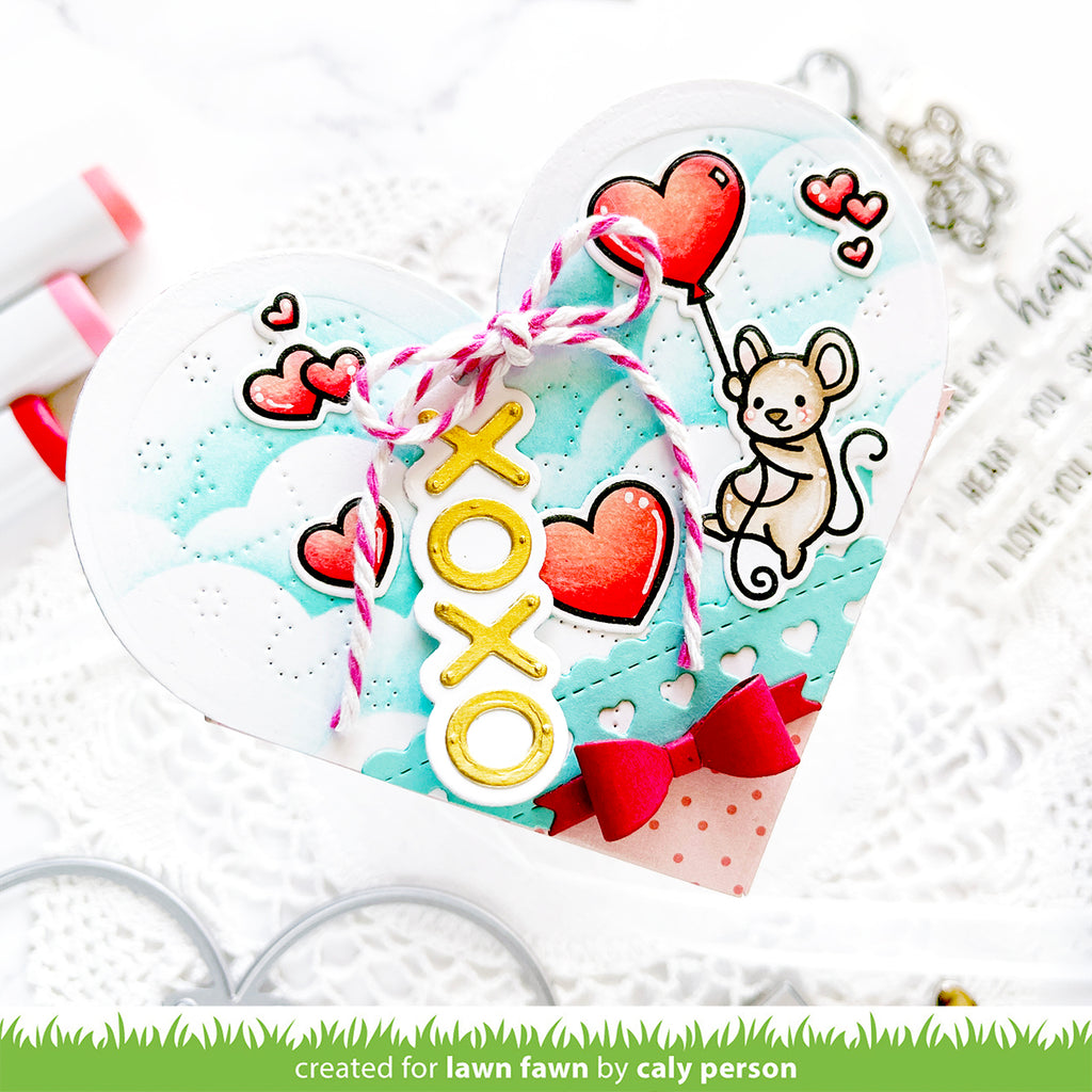 Lawn Fawn Heart Pouch Dies lf3318 Xoxo Mouse | color-code:alt1