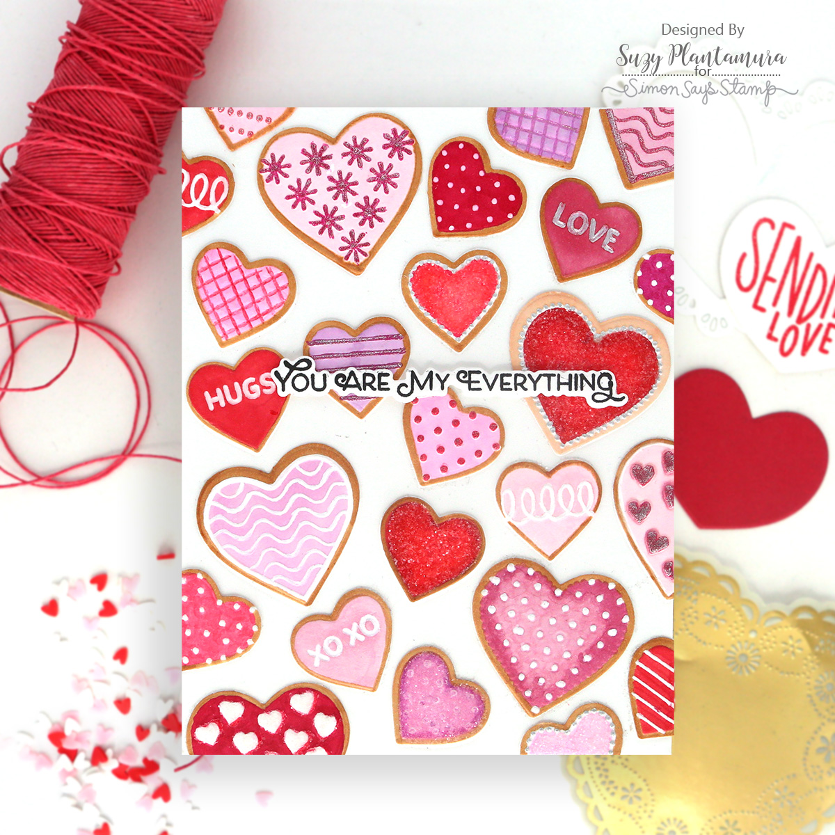 Simon Says Embossing Folder and Cutting Dies Heart Cookies sfd613 Valentine's Day Card | color-code:ALT01