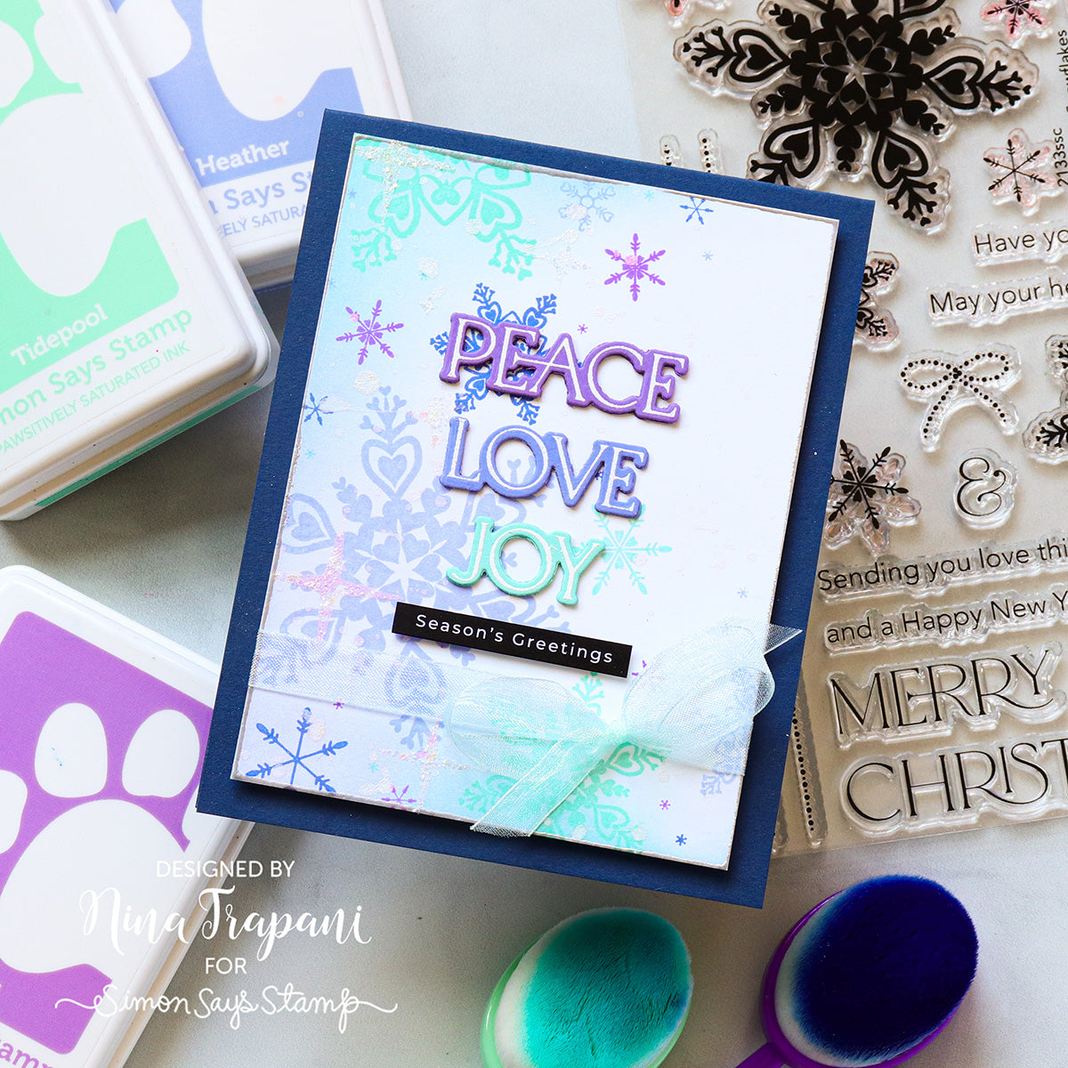 Simon Says Stamps and Dies Heartfelt Snowflakes set872hs Sweet Wishes Christmas Card | color-code:ALT02
