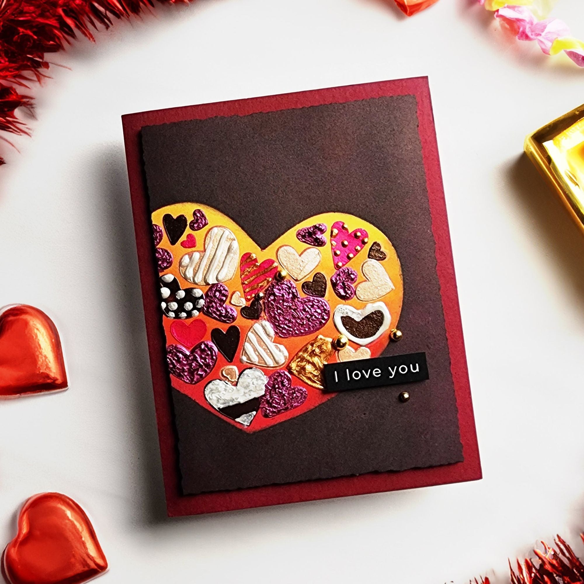 Simon Says Stamp Stencils Hearts In A Heart ssst221730c Smitten Valentine's Day Card