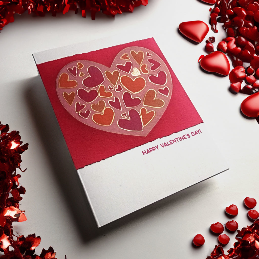Simon Says Stamp Stencils Hearts In A Heart ssst221730c Smitten Valentine's Day Card