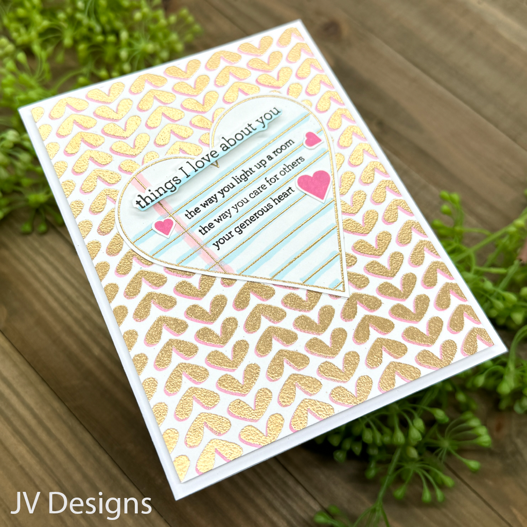 Simon Says Stamp Stencil Hearty Tweed 1012st Smitten Love You Card
