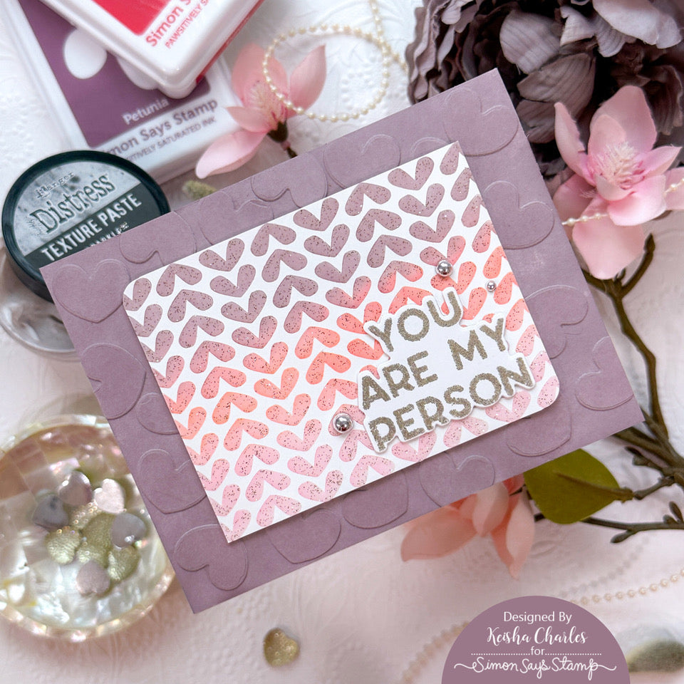 Simon Says Stamp Stencil Hearty Tweed 1012st Smitten Love You Card