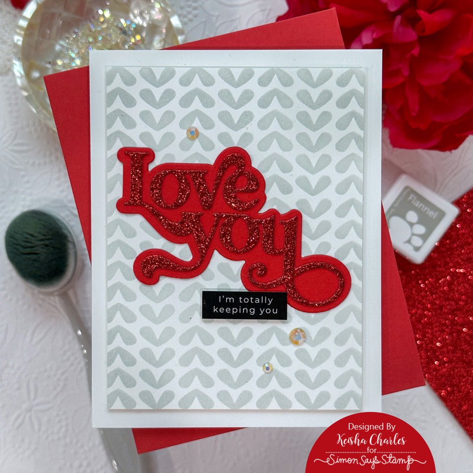 Simon Says Stamp Stencil Hearty Tweed 1012st Smitten Love Card | color-code:ALT04