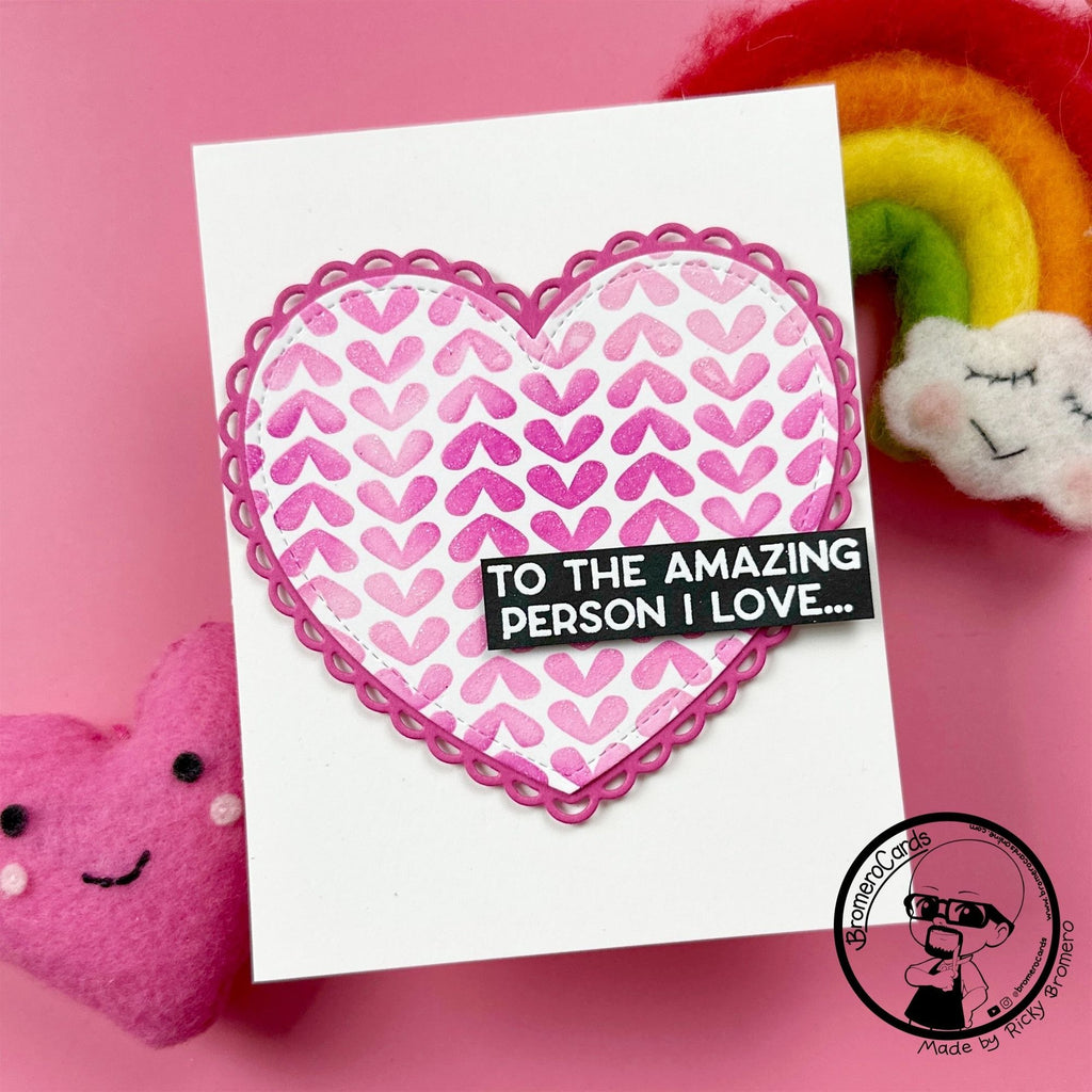 Simon Says Stamp Stencil Hearty Tweed 1012st Smitten Love Card