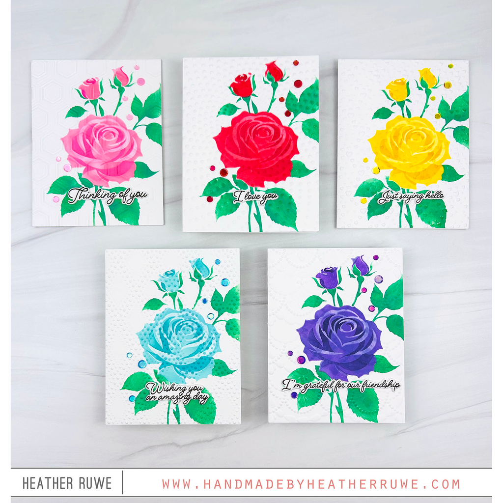 Simon Says Stamp Set of 4 Stencils Elegant Rose 1090st Card Set | color-code:ALT05