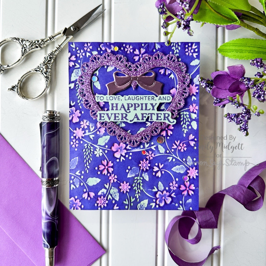 Simon Says Stamp You Are My Favorite Collection I Want It All Embossing Folders set973ef Heavenly Heart Floral Frame