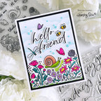 Honey Bee Spring Meadow Clear Stamp Set hbst-484 Hello Friend Spring Card | color-code:ALT02