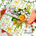 Honey Bee Daisy Lattice Stencil Set Of 4 hbsl-120 Floral Friendship Card | color-code:ALT02
