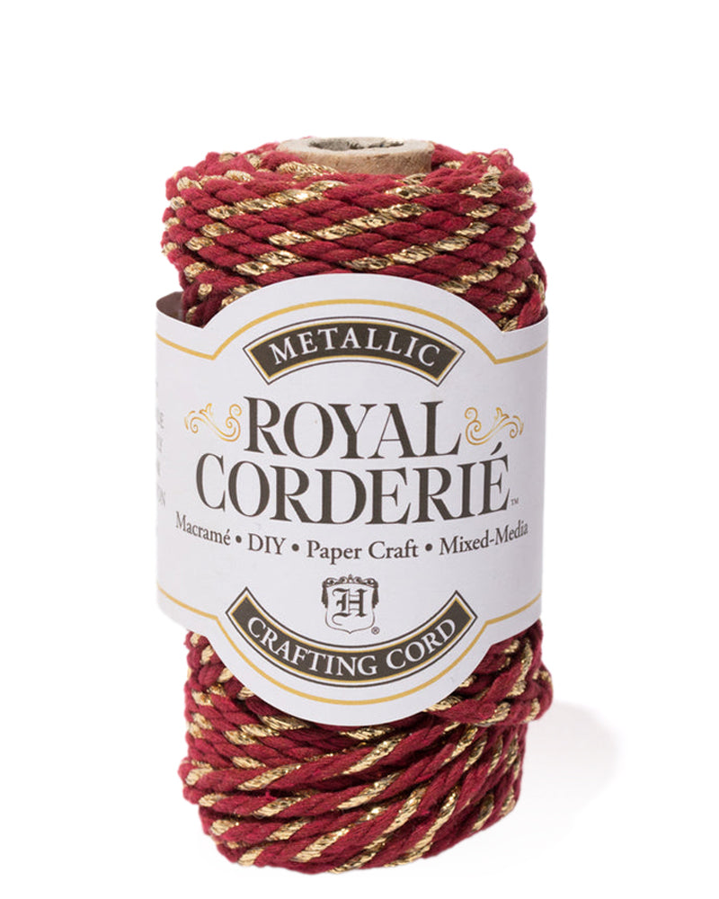 Hemptique Royal Corderié 3mm Metallic Bordeaux Gold Crafting Macramé Cord hrcc3metbor