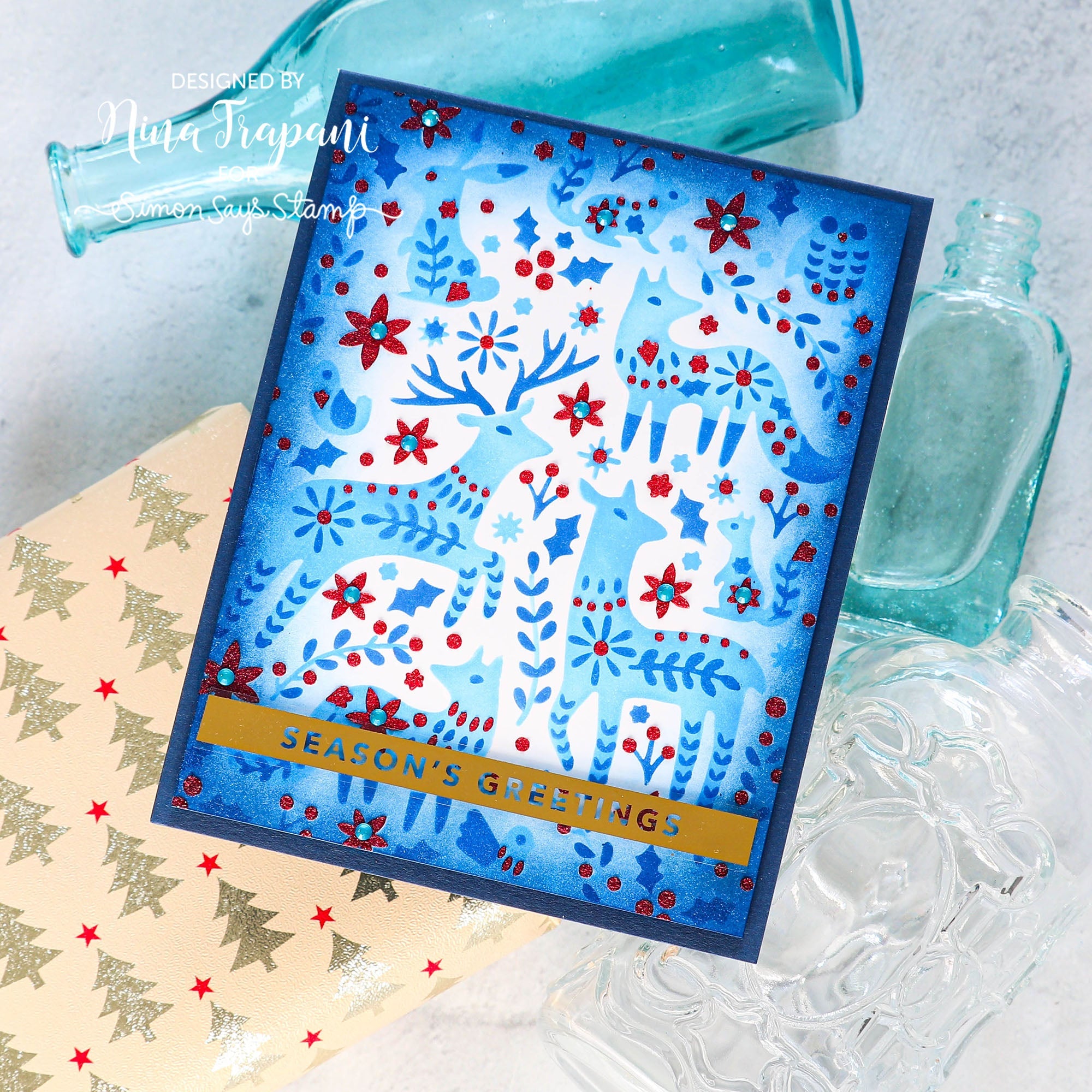 Hero Arts Color Layering Folk Winter Animals Stencils sa257 season's greetings | color-code:ALT01