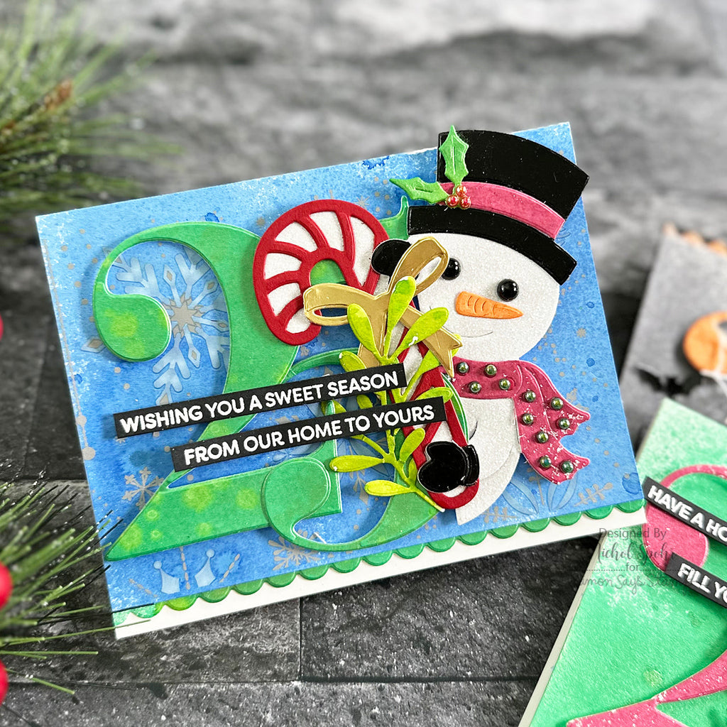 Hero Arts Fancy Cuts Dies Peeking Snowman df143 candy cane | color-code:ALT01