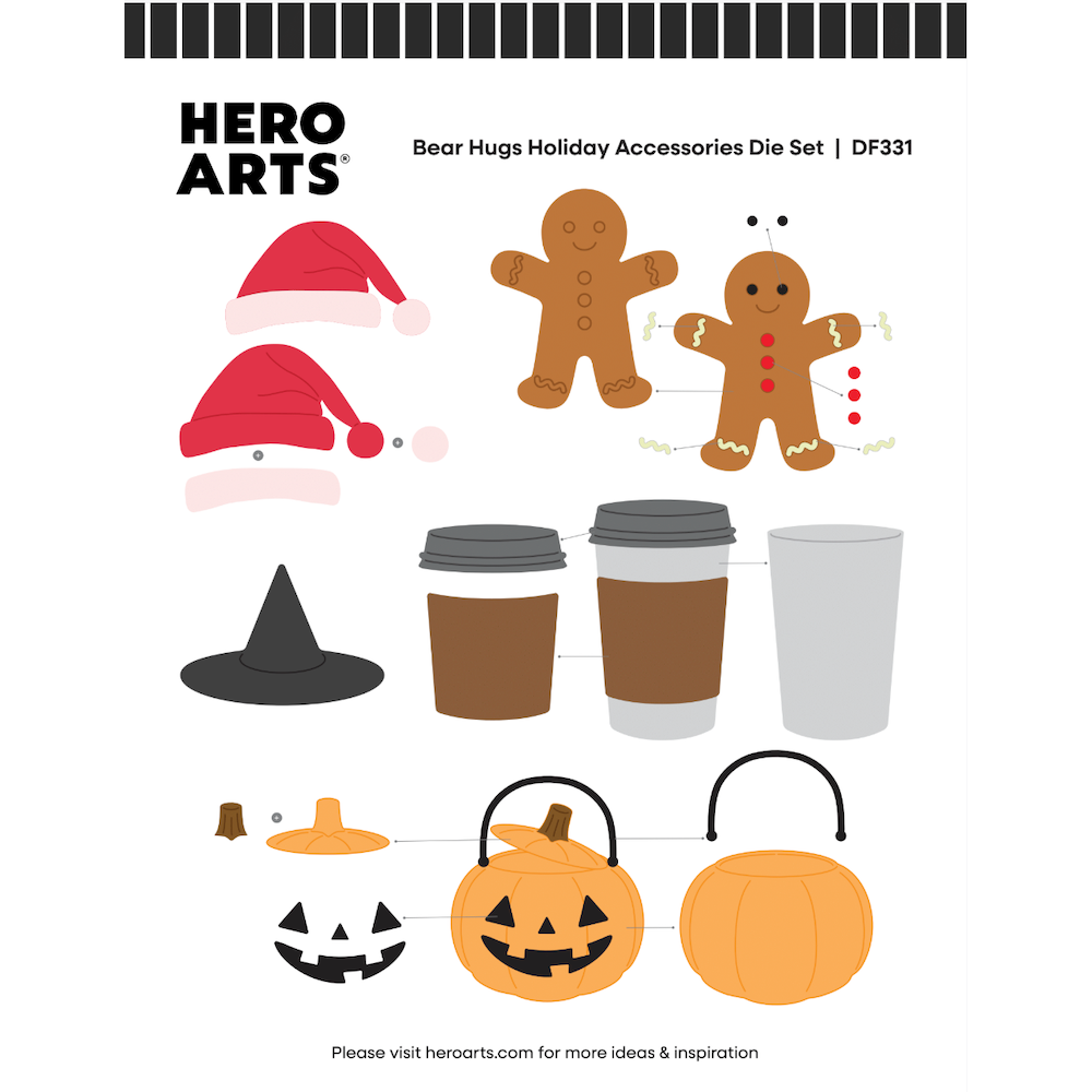 Hero Arts Bear Hugs Holiday Accessories Die Set df331 assembly