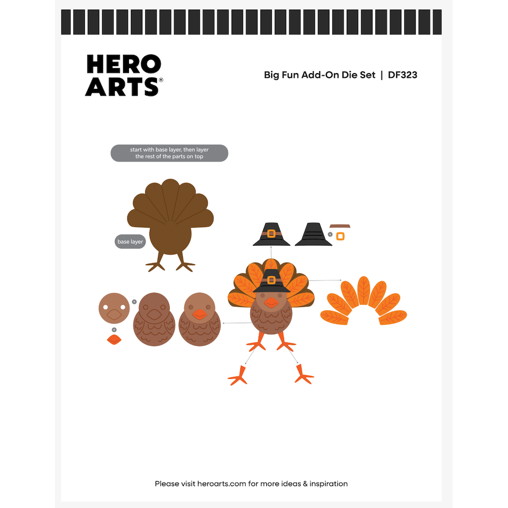Hero Arts Big Fun Add On Die Set df323 assembly turkey
