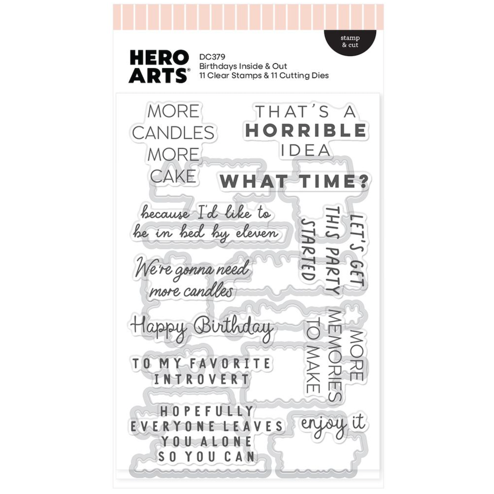 Hero Arts Birthdays Inside & Out Clear Stamp and Die Set dc379