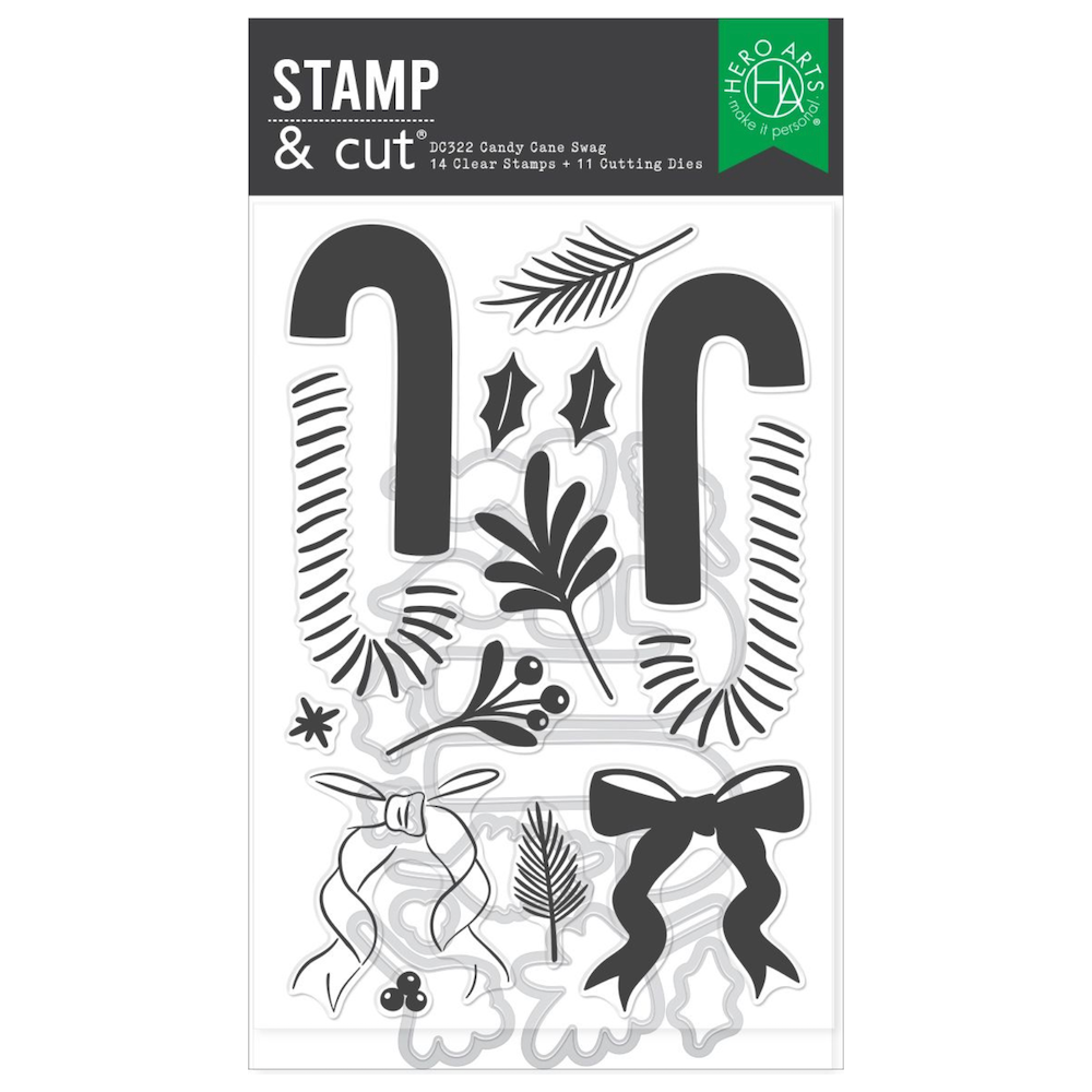 Hero Arts Candy Cane Swag Clear Stamp and Die Set dc322