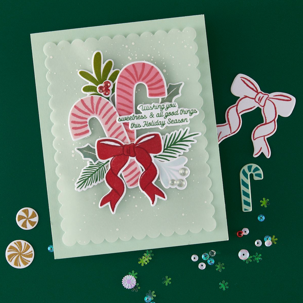Hero Arts Candy Cane Swag Clear Stamp and Die Set dc322 sweetness
