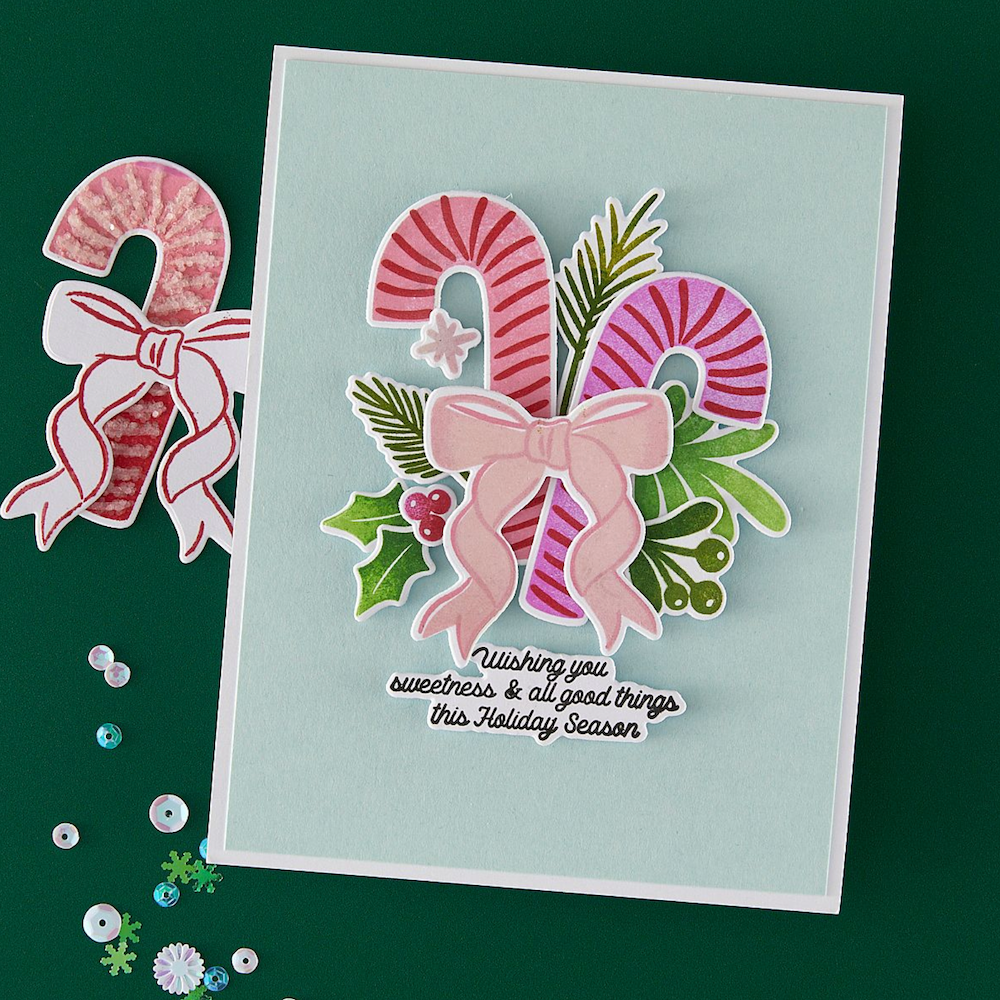 Hero Arts Candy Cane Swag Clear Stamp and Die Set dc322 wishing