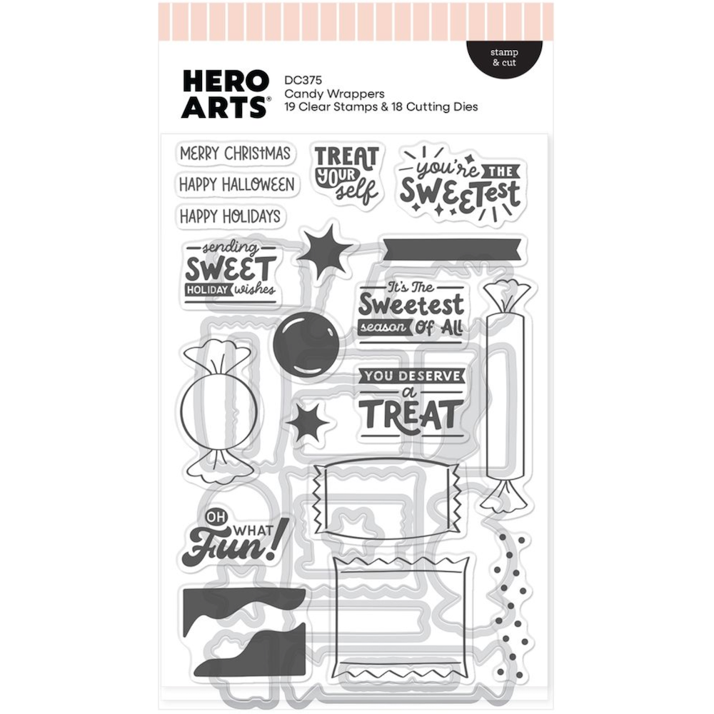 Hero Arts Candy Wrappers Clear Stamp and Die Set dc375