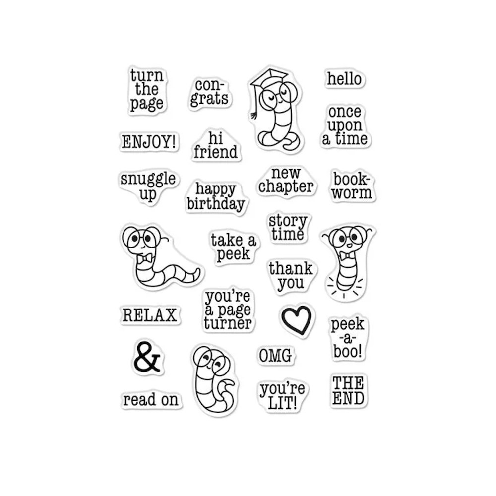 Hero Arts Clear Stamps BOOKWORM MESSAGES CM523