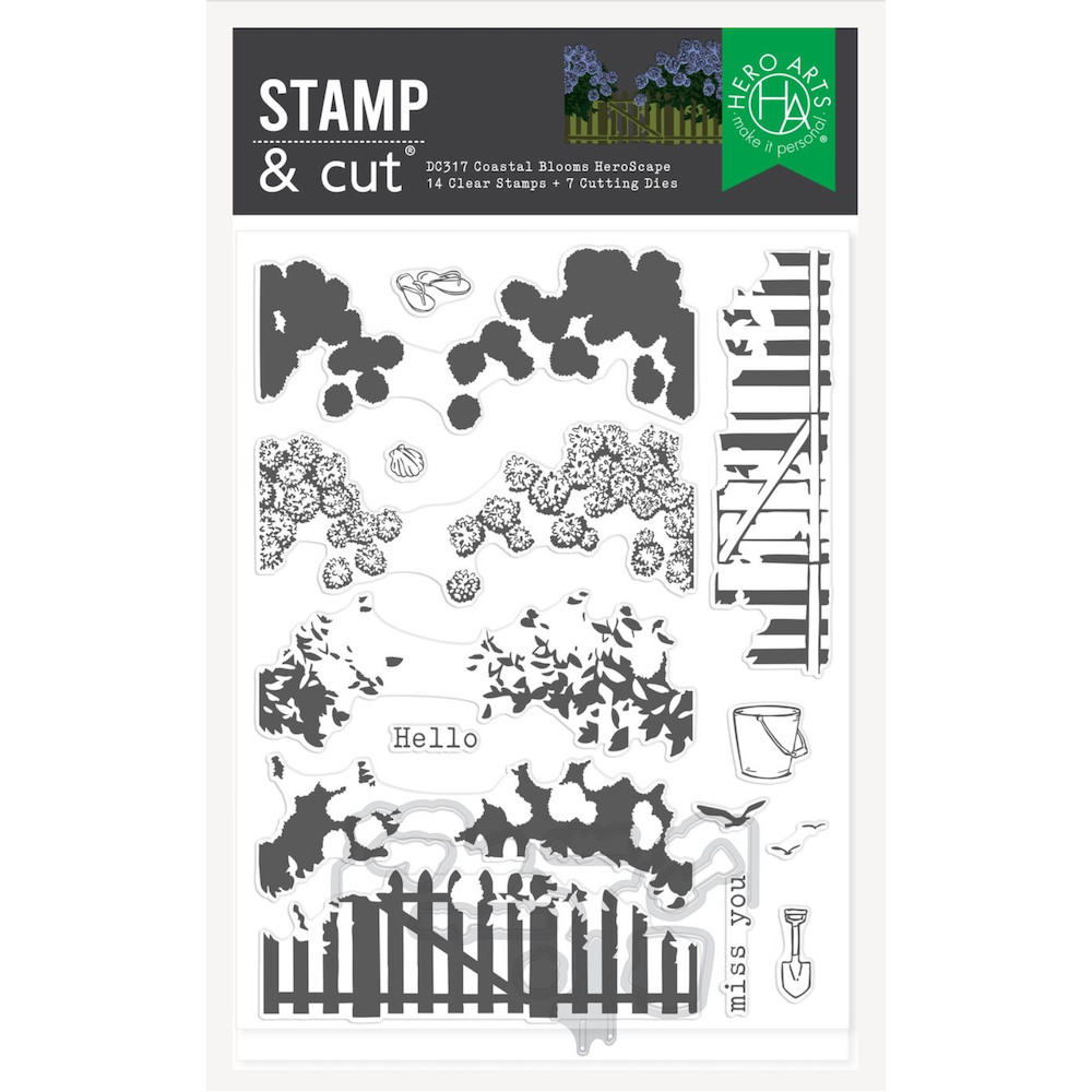 Hero Arts Coastal Blooms HeroScape Clear Stamp and Die Set dc317